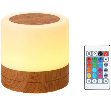 Luz nocturna, LED, RGB, con control remoto, 1500 mAh, USB, blanco
