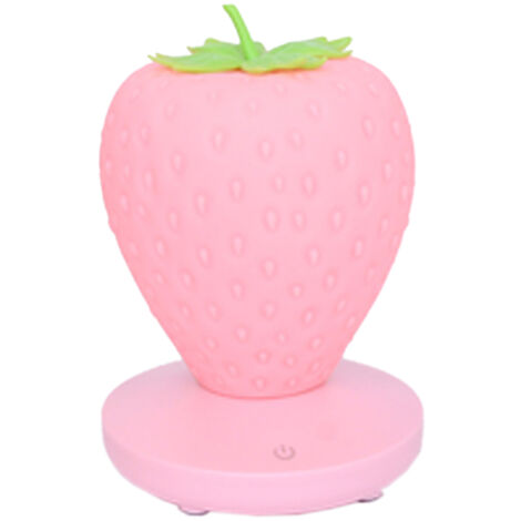 Luz nocturna para niños - Luz nocturna con forma de fresa - Silicona - Con interruptor táctil - Carga USB - 3 modos de brillo - Para dormitorio, San Valentín, Navidad, sala de estar, habitación.