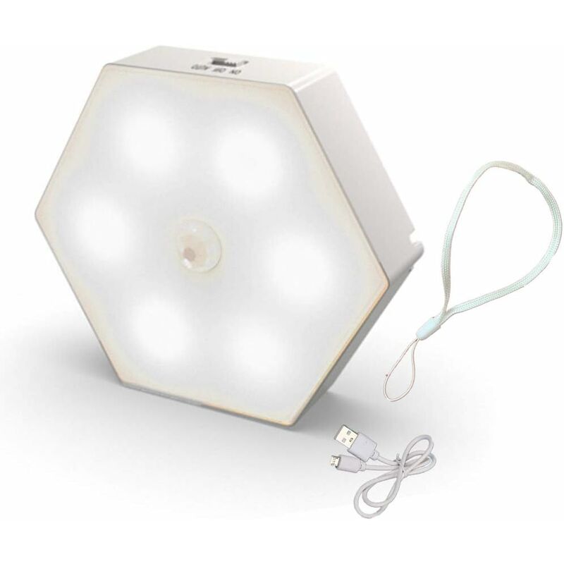 

Litzee - Luz nocturna para niños con sensor de movimiento, lámpara de mesa con batería USB, luz de pared inalámbrica, con cordón y parche, para