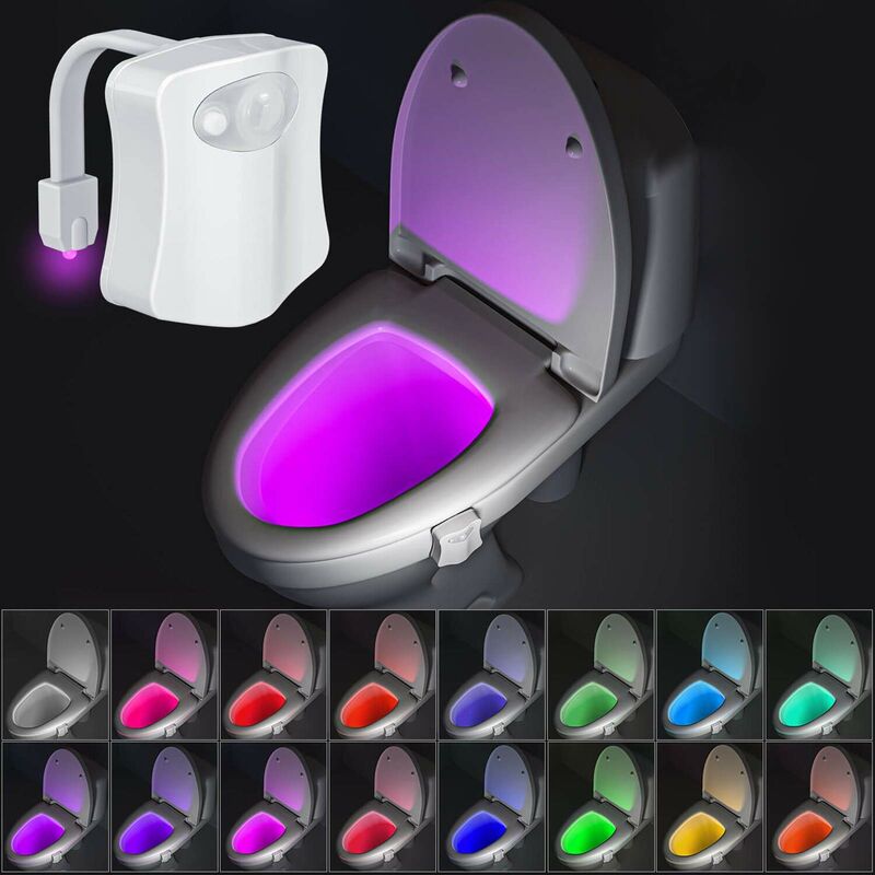 Echoo - Luz nocturna pequeña de 16 colores: luz nocturna pequeña para inodoro, detección automática de movimiento en el baño, adecuada para cualquier