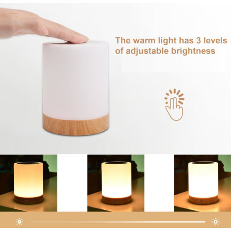 Luz nocturna recargable con luz suave y 6 colores - Aoresac - Control táctil - Batería USB integrada (12 cm)