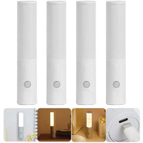 Luz nocturna recargable con sensor de movimiento, aplique LED de pared regulable, luz para escaleras con sensor de inducción, rotación de 350°, 4 unidades.