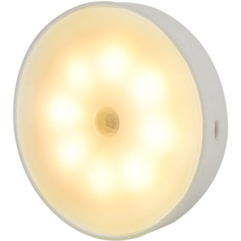 Luz nocturna recargable con sensor de movimiento, lámpara LED blanca cálida, luz magnética para armario, dormitorio, cocina, escaleras, pasillo.