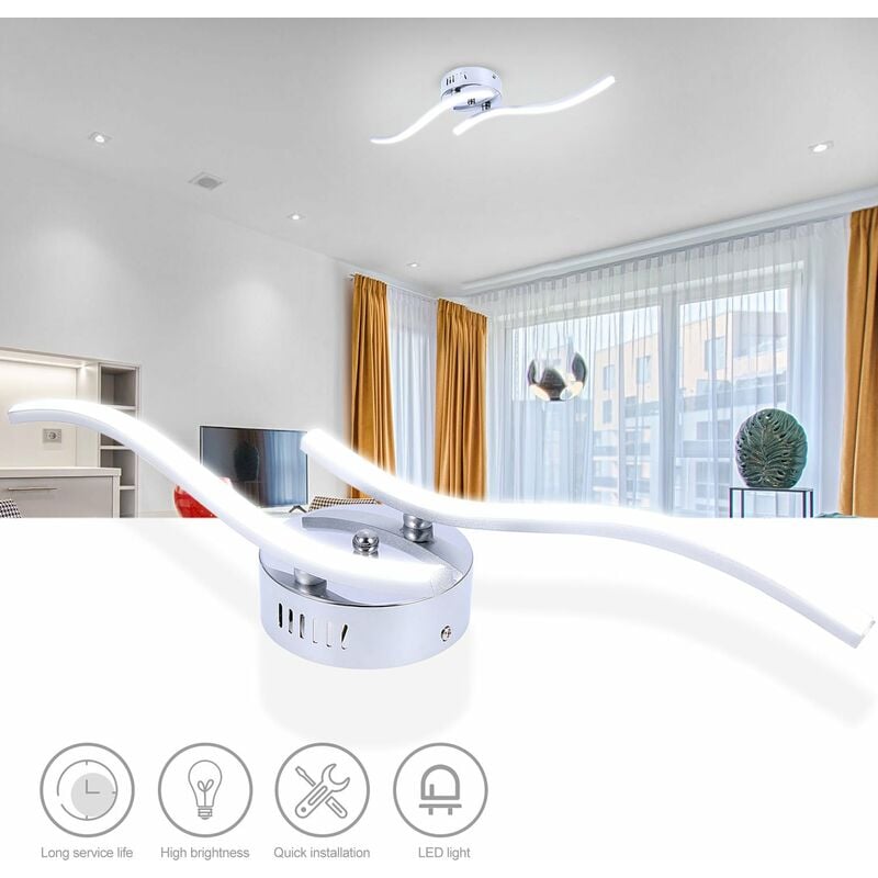 

Luz ondulada L-ED de 2 ramas, luz de techo de aluminio de 12 W,blanco