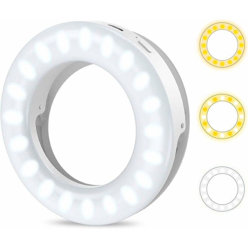 

Luz para selfies LITZEE, anillo de luz para selfies, anillo de luz de 40 LED con 3 modos de iluminación regulables, anillo de luz para teléfono móvil