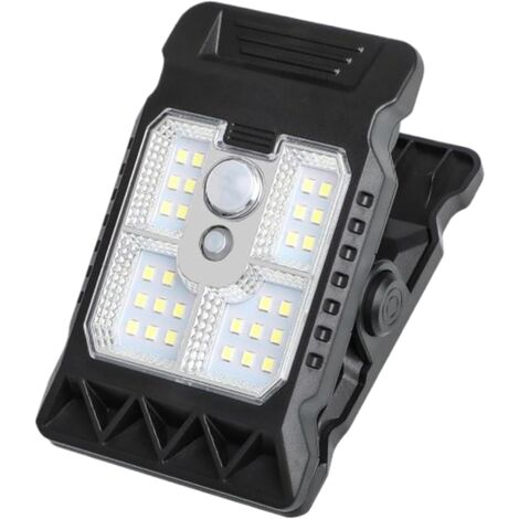 Luz solar con pinza - Luz solar para exteriores, 11,2 cm, luz solar con pinza - Luz impermeable de 400 mAh con sensor de movimiento, ideal para vallas, árboles, patios, pasillos y más