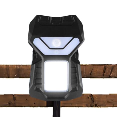 Luz solar con pinza, sensor de movimiento, para vallas, resistente a la lluvia, 3 modos de funcionamiento, bombillas LED, ideal para jardines.