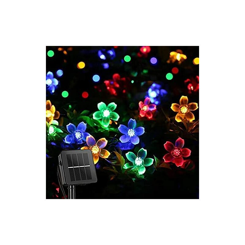 

Luz solar de cadena de flores de hadas 50LED 8 modos Impermeable al aire libre Jardín Terraza Navidad Decoración interior Blanco cálido [Clase