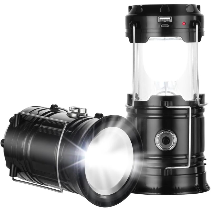 Sjqka - Luz solar de camping para cortes de luz - Imprescindible para acampar, recargable por usb, plegable e impermeable, ideal para iluminación de
