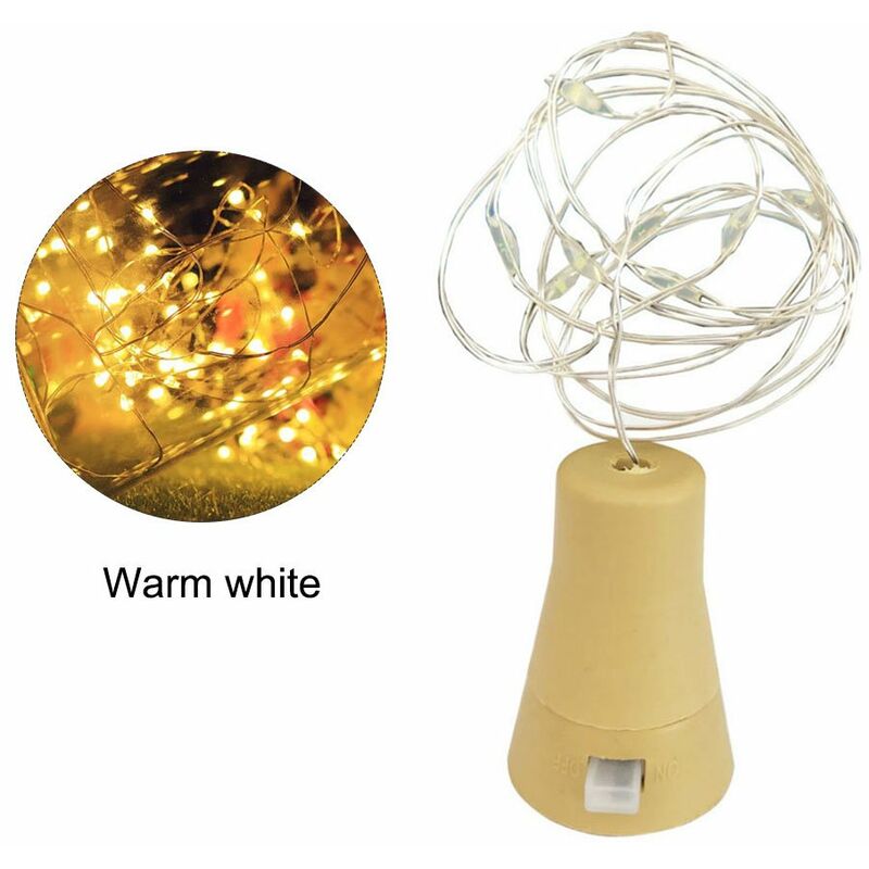 

Luz solar de la botella de vino 10LEDs, cadena decorativa de la lampara del alambre de cobre impermeable,Blanco calido y 1 pieza