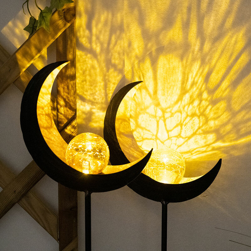 

Luz solar Moon Garden Solar Stick para exterior Decoración solar de jardín para exterior, con efecto de luz de cristal de espiga y crujido, 1x LED, L