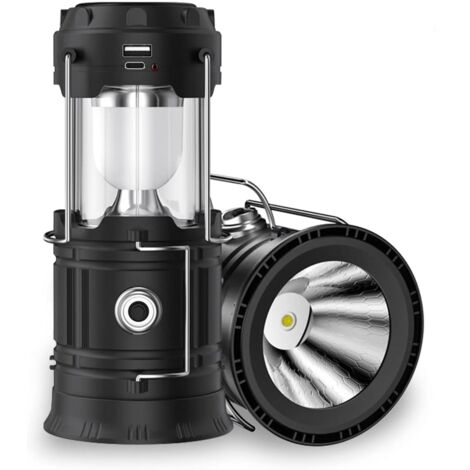 Luz solar para acampar, Linterna impermeable, Recargable por USB, Portátil, Tienda de campaña, Emergencia, Senderismo