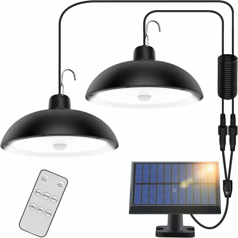 Luz solar para exterior, 78 LED, 4 modos con sensor de movimiento, control remoto, panel solar ajustable 360°, 3 niveles de brillo, lámpara solar