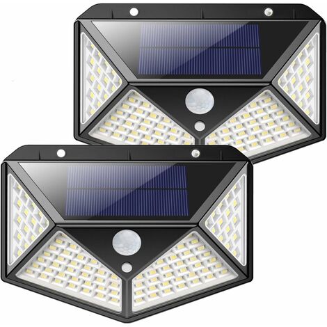 BRIDAY Luz solar para exteriores, 100 LED, Kilponen, paquete de 2 luces solares para exteriores, luces con sensor de movimiento, 270°, resistente al agua, luz solar para exteriores, potente lámpara inalámbri