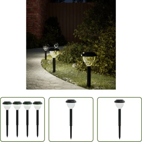 Luz solar para jardín -  Lámpara solar de camino picos tierra 4 uds blanco calido y RGB