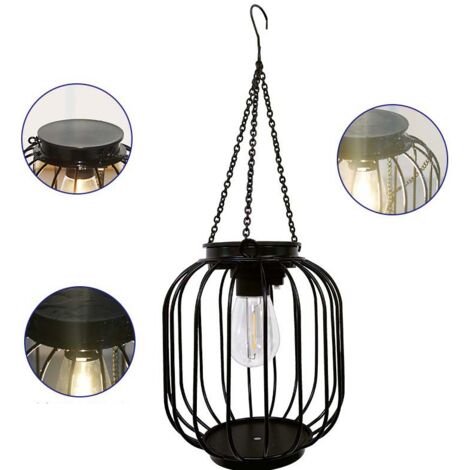 Luz solar para jardín, linterna solar de 2 piezas para uso en exteriores con bombilla LED, luz solar de metal impermeable IP65 para decoración de patio, césped, balcón, jardín