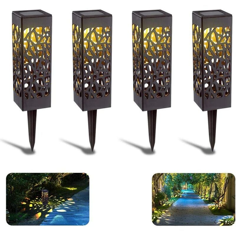 

Thsinde - Luz solar para jardín al aire libre, paquete de 4 lámparas solares para jardín, luces LED, llamas solares, lámpara de jardín impermeable,