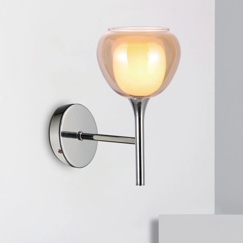 

APLIQUE DE PARED 1 LUZ CRISTAL EXTERIOR ÁMBAR INTERIOR BLANCO NOLINA - Lúzete