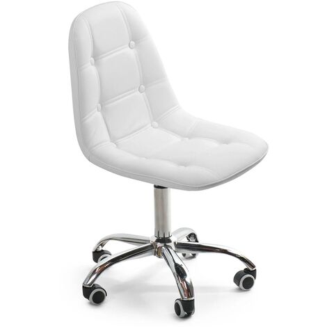 LÚZETE - CHAISE DE BUREAU GREG AVEC ROUES BLANCHES DE CAPITONE - Blanc