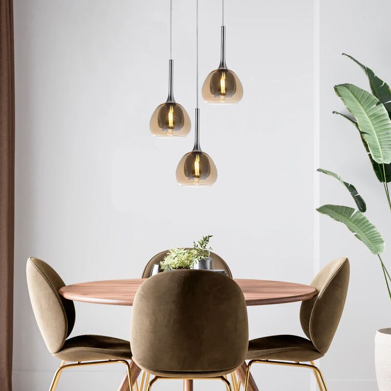 

LÁMPARA DE TECHO 3 LUCES CRISTAL EXTERIOR ÁMBAR INTERIOR FUMÉ Ø38 NOLINA - Lúzete