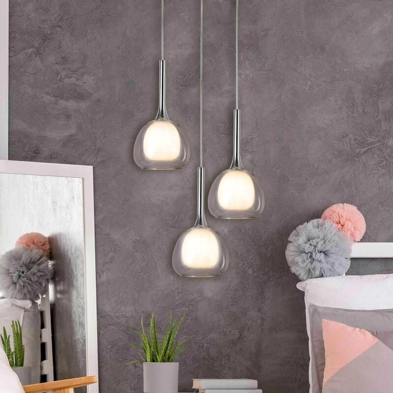 

LÁMPARA DE TECHO 3 LUCES CRISTAL EXTERIOR TRANSPARENTE INTERIOR BLANCO Ø38 NOLINA - Lúzete