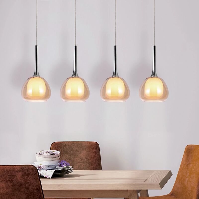 

LÁMPARA DE TECHO 4 LUCES CRISTAL EXTERIOR ÁMBAR INTERIOR BLANCO NOLINA - Lúzete