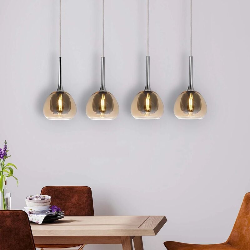 

LÁMPARA DE TECHO 4 LUCES CRISTAL EXTERIOR ÁMBAR INTERIOR FUMÉ NOLINA - Lúzete