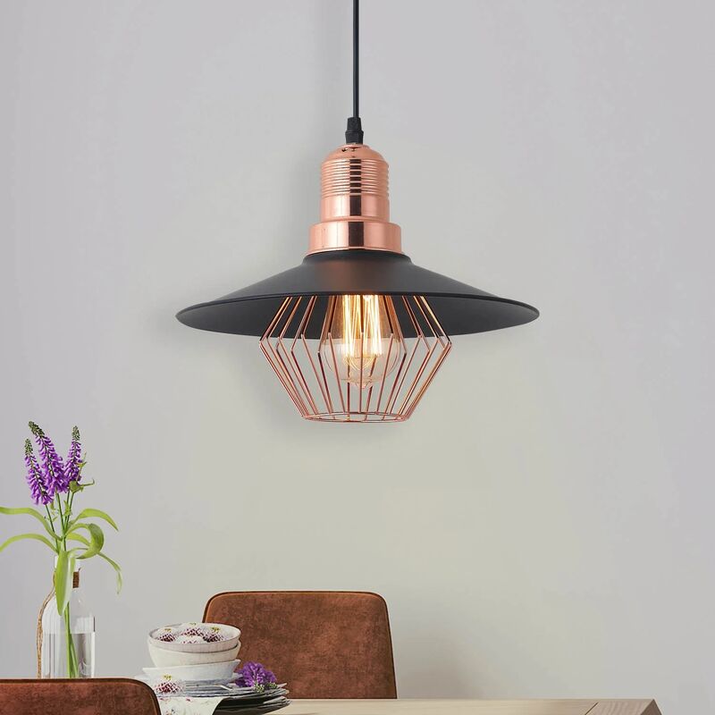 

LÁMPARA DE TECHO NEGRO/ORO ROSA LOIS - Lúzete