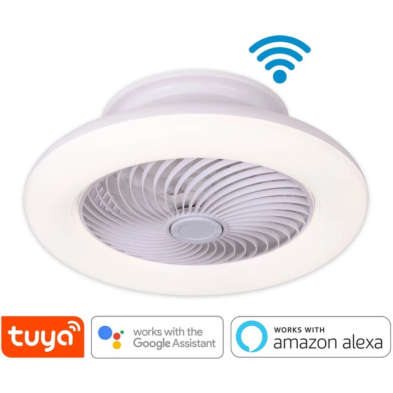 

PLAFÓN VENTILADOR LED 40 W REGULABLE WI FI BLANCO LIONEL - Lúzete