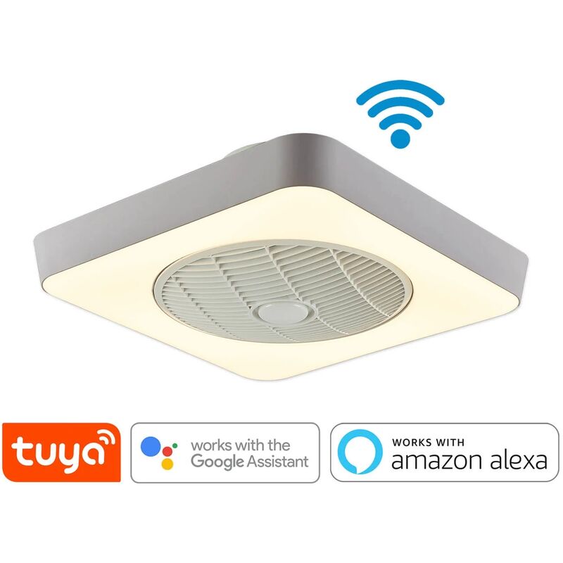 

Lúzete - Plafón Ventilador Led 40 W Regulable Wi Fi Plata Tulipan