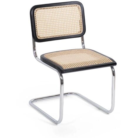 LÚZETE - SILLA WEBSTER NEGRA RATTAN NATURAL - Negro