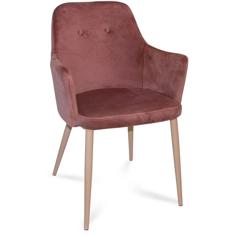 

Lúzete - Sillón Gunnar Terciopelo Rosa Patas Color Natural
