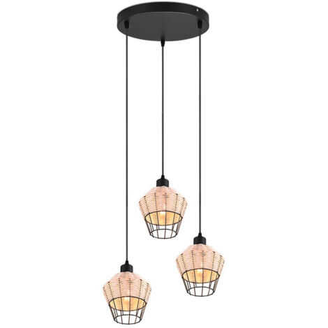 LÚZETE - SUSPENSION 3 LUMIÈRES ROTIN NATUREL GALADRIEL