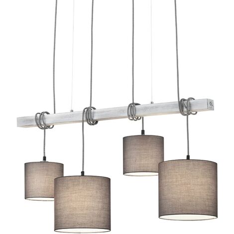 LÚZETE - SUSPENSION 4 LUMIÈRES CANBERRA - Nickel mat et gris