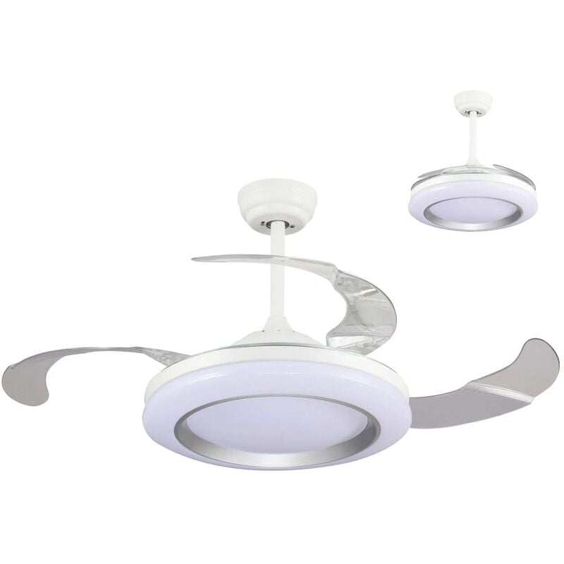 

Lúzete - Ventilador De Techo Led Portmore Blanco Regulable Plegable