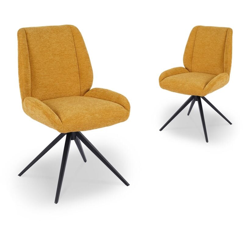 Deco In Paris - luzia - Lot de 2 chaises pivotantes en tissu jaune luzia