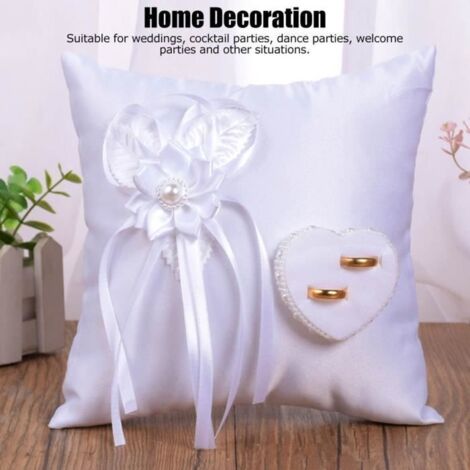 Lv.life Oreiller blanc d\'anneau camélia forme de coeur anneau coussin fournitures de mariage de fête