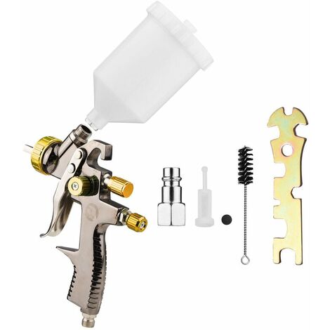 LVLP Kit de Pistolet à Air, Pistolet à Peinture Pneumatique, Pistolet de Finition de Voiture, pour la Réparation de Voiture Peinture de Meubles Bricolage, Noir et Or, 1.8mm