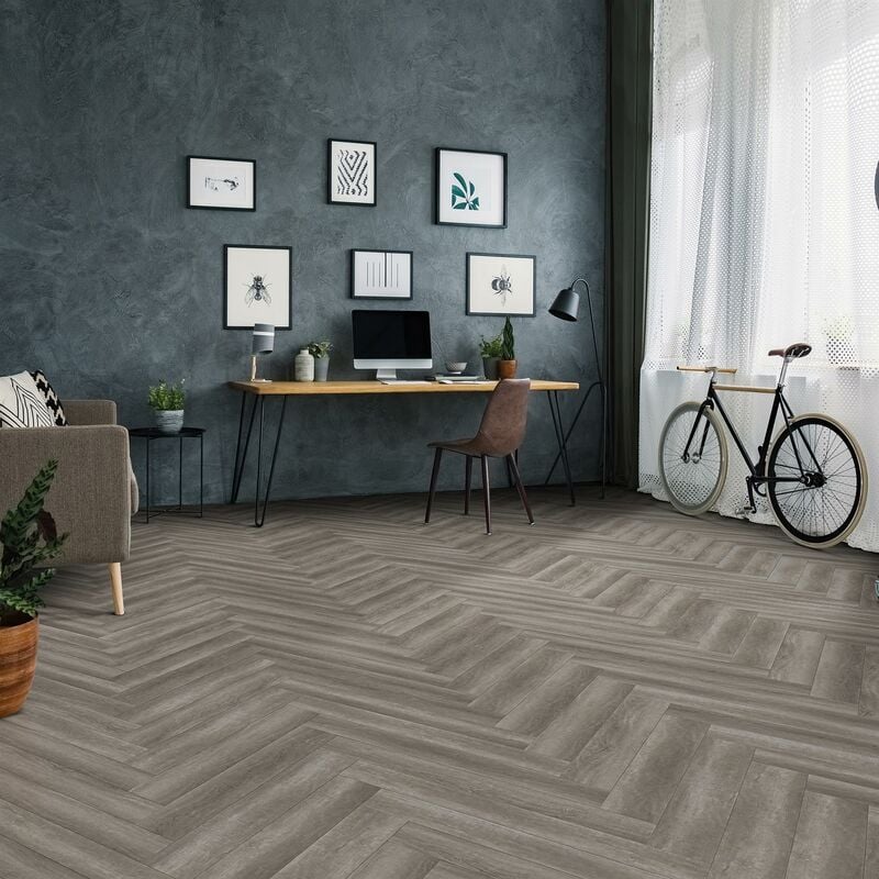 Lvt Luxury Vinyl Flooring Tiles Rigid Core Harpsden Grey Wood 2.34m² - 30 Pack - Grey