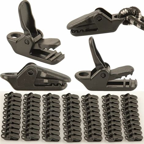 Tente Clips, Clips de Bâche, Petits Clips de Support de Bâche de Type Clip, Clips de Fixation, Clip, Camping Bâche Noir Pince pour Auvent Coupe-Vent Snaps en Plastique Pinces