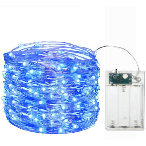 LYCXAMES -- 50 Guirlande LED Lumineuse à Pile Mini Guirlande LED 5M Intérieur et Extérieur Décoration Lumière pour Chambre Noël Mariage Soirée Maison Jardin, Bleu [Classe énergétique A+]