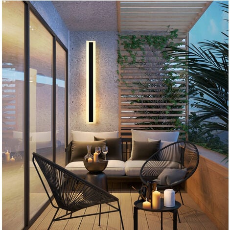 LYCXAMES Aplique de pared para interiores, luces de pared con tiras LED, iluminación de porche exterior con guía de luz acrílica blanca, lámparas de pared LED lineales externas modernas para sala de e