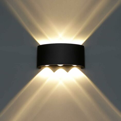 LYCXAMES -- Applique Murale Interieur LED 6W en Aluminium, Lampe Murale Moderne Up Down Spot Lampe pour Salon Chambre Hall Escalier Pathway (Blanc Chaud) - Noir
