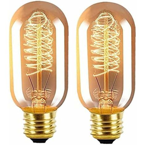 LYCXAMES -- Bombilla Edison vintage regulable 40W E27 Tornillo decorativo Bombilla de filamento retro Bombilla de tubo incandescente T45 de jaula de ardilla, paquete de 2
