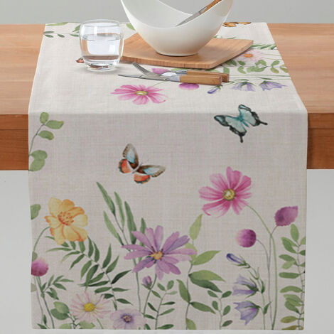 LYCXAMES -- Chemin de Table Decoration Chemin de Table Toile de Jute Chemin de Table Rose Fleuri Été Decor Cheminee Decorative pour Mariage Été Fall Festival Fête Champetre Décorations 30 x 180CM