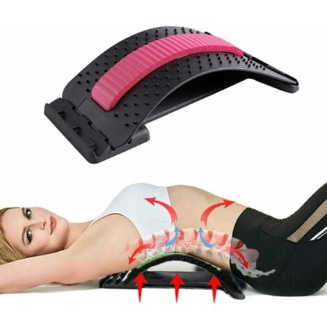 LYCXAMES -- Civière dorsale Civière dorsale Entraîneur dorsal ergonomique Massage du dos Civière vertébrale Contre les foulures et les maux de dos (noir et rose)