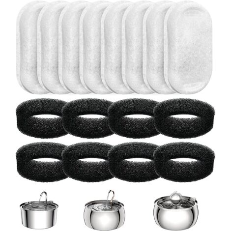 AIDUCHO LYCXAMES Filtros de fuente de agua para gatos, 8+8 piezas de filtro de carbón y esponja de espuma para gatos