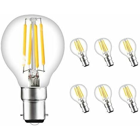 LYCXAMES -- G45 B22 Ampoules LED Balle de Golf SES 4 W Equivalent à une Ampoule à Incandescence de 40 W Ampoule Vintage 2700 K à Filament Non Dimmable Lot de 6 [Classe énergétique A+]