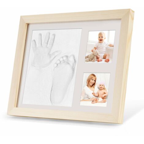 LYCXAMES -- Handprint and Baby Print, Wooden Baby Picture co.ukame with Plaster, Baby Foot or Handprint Set, Baby Handprint, Perfect Baby Shower Gift - Memories For Eternity