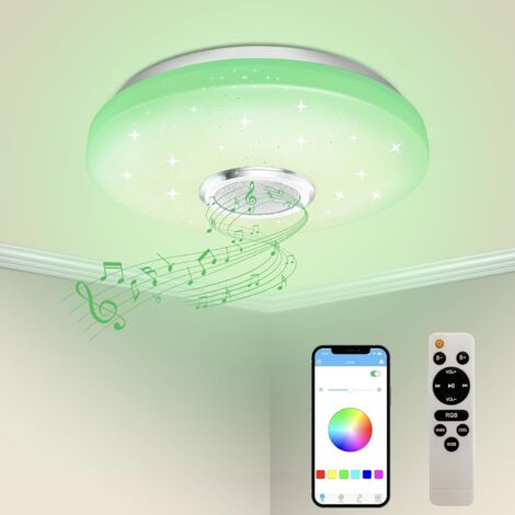 AIDUCHO LYCXAMES Lámpara de Techo LED 36W Regulable, Altavoz Bluetooth, Luz con Control Remoto/App, Cambio de Color RGB, Lámpara de Techo para Cocina, Dormitorio, Baño, Sala de Estar, Infantil Ø30cm